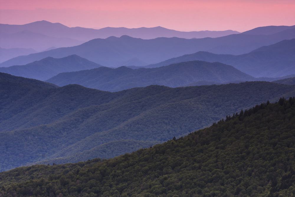 sunset in the smoky mountains