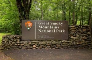 panneau du parc national des Great Smoky Mountains