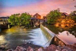 old mill in pigeon forge at sunrise