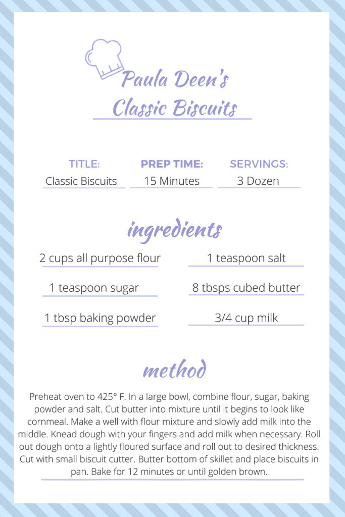 Paula Deen biscuit recipe