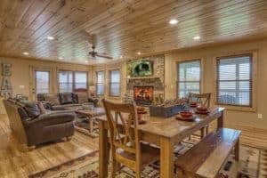 living room inside of Teaberry Vista cabin