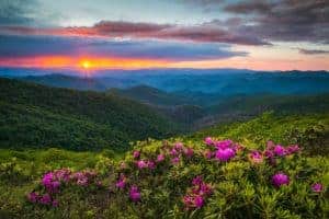 smoky mountains at sunset