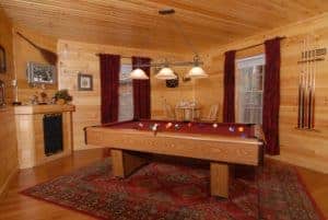 pool table inside gatlinburg cabin