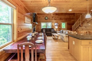 Open concept kitchen with eat in island