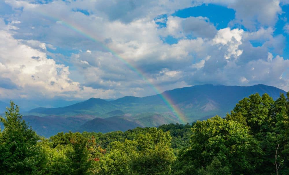 rainbow in Gatlinburg on summer day