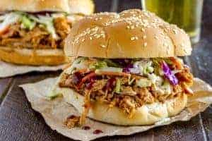 pulled pork sandwich with slaw