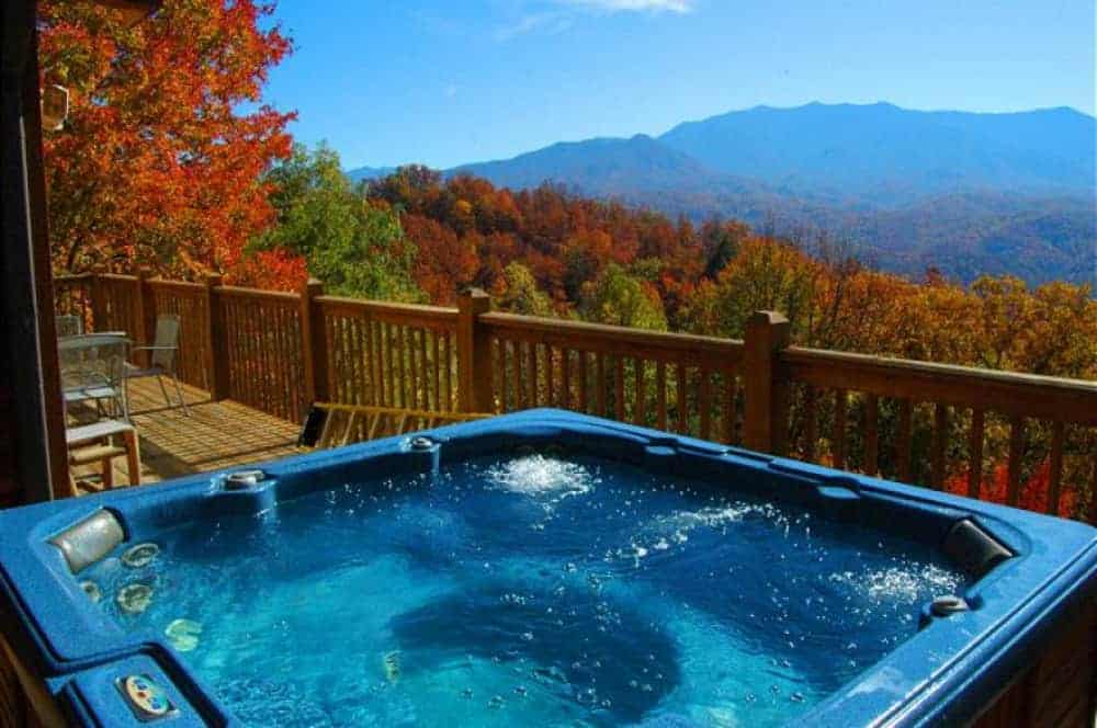 fall foliage from deck of a Gatlinburg cabin