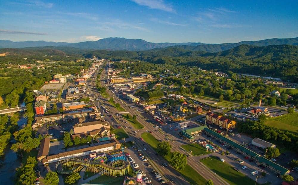 aerial view of pigeon forge