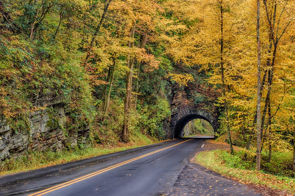 tunnel in the Smoky Mountains in the fall