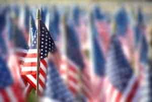 american flags in ground