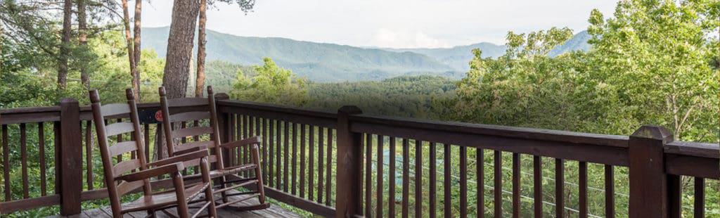 deck of cabin with mountain view