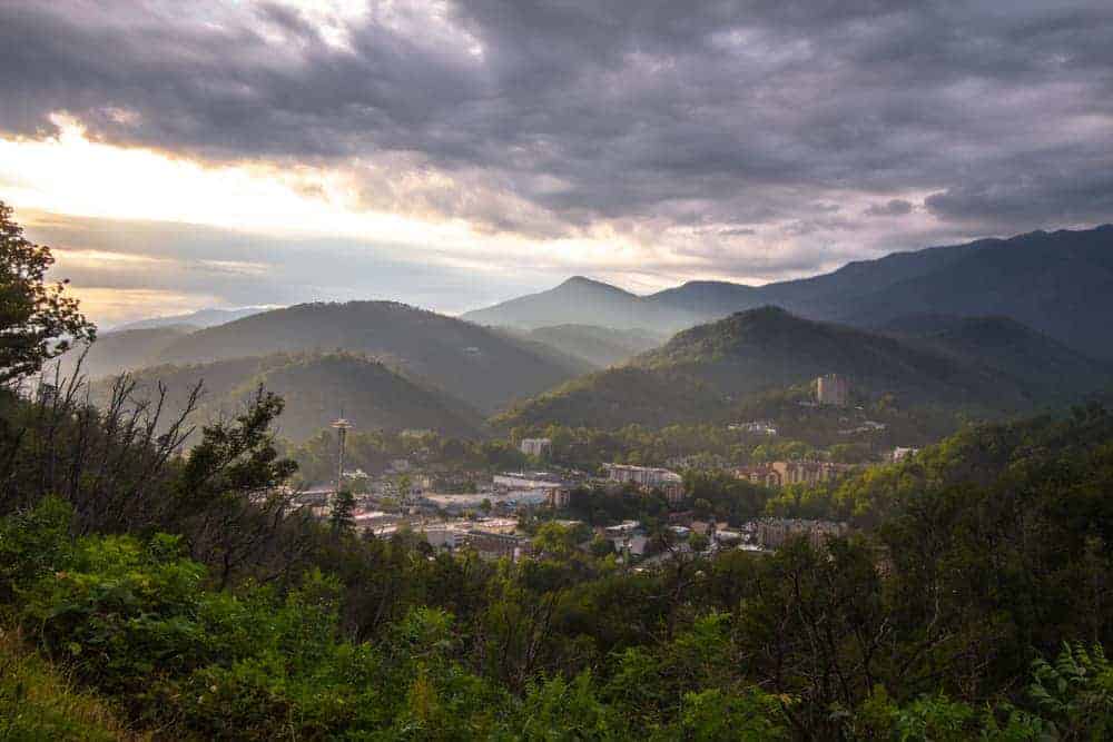 town of Gatlinburg at sunrise