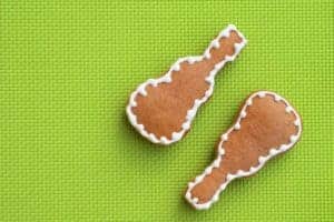 gingerbread cookies shaped like guitars