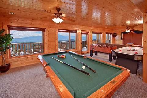 game room in a cabin