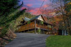 1 bedroom cabin in Gatlinburg TN at sunset