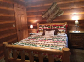 Guest bedroom with Queen size log bed