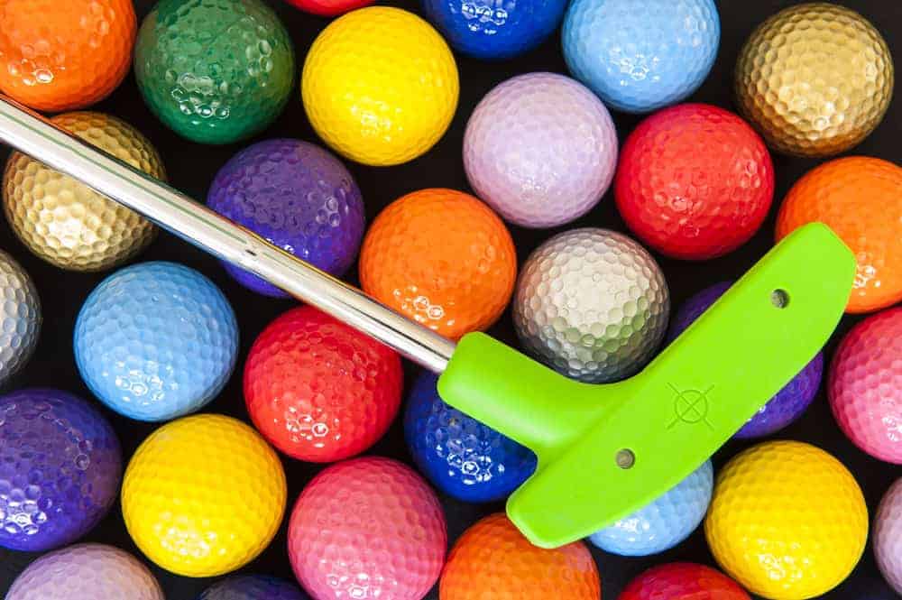 mini golf putter and balls