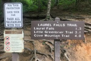 laurel falls trail sign