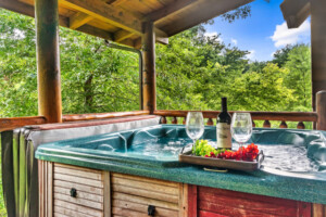 Hot tub in private back porch