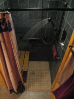 Main level has a roll-in shower & grab bars