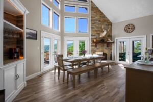 Open concept Dining Room/Kitchen with beautiful fire place and 50 mile views.