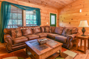Easy Livin Log Cabin Living Room with Sectional Sofa 