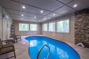 indoor pool inside a Gatlinburg cabin
