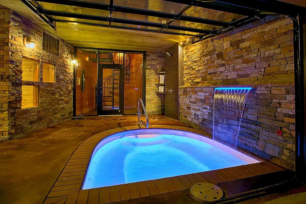 indoor pool inside Urban Cowboy cabin