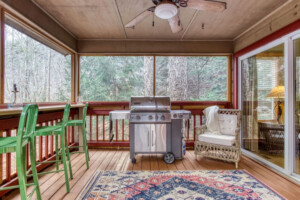 Screened in porch overlooking river. Access from bedroom or deck