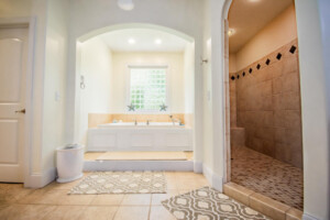 tub and shower main bedroom