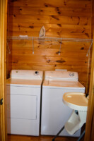 Full size washer and dryer in lower level. High chair