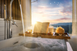 Soak away your life with DROP DEAD mountain view right in front of you.