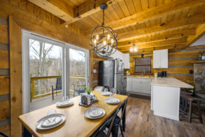 Open concept kitchen & dining areas with walkout to rear deck!