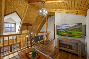 Work or play at the desk and unwind with the 55 inch TCL Roku TV in the loft!