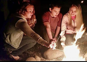 Relax by the stone fire pit