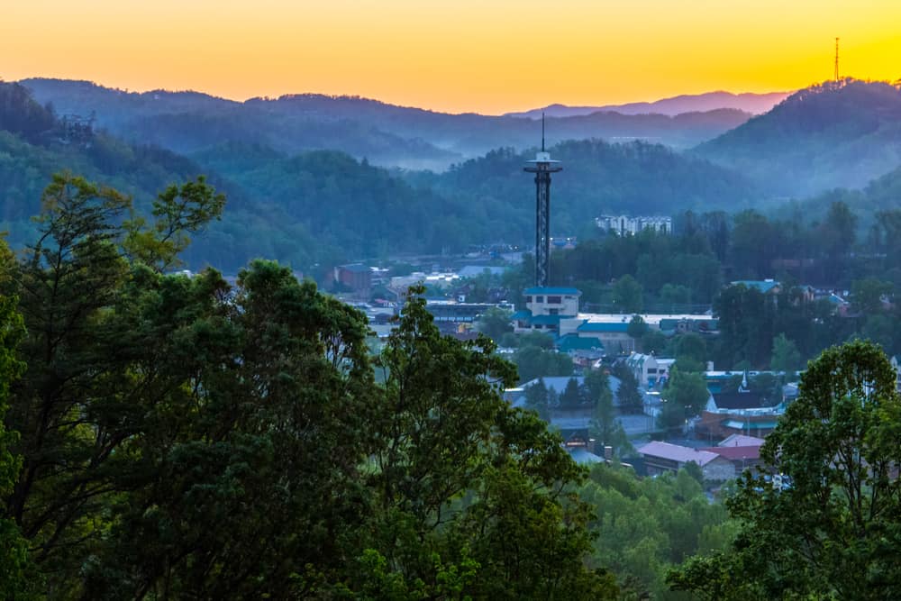 sunset view of Gatlinburg