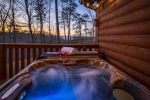 hot tub has view of Pigeon Forge strip!