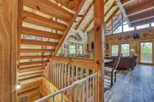 Stairway down to lower level.  A baby gate is provided for families with young children