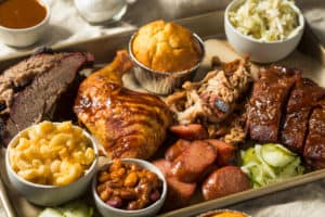 bbq platter with meats and sides
