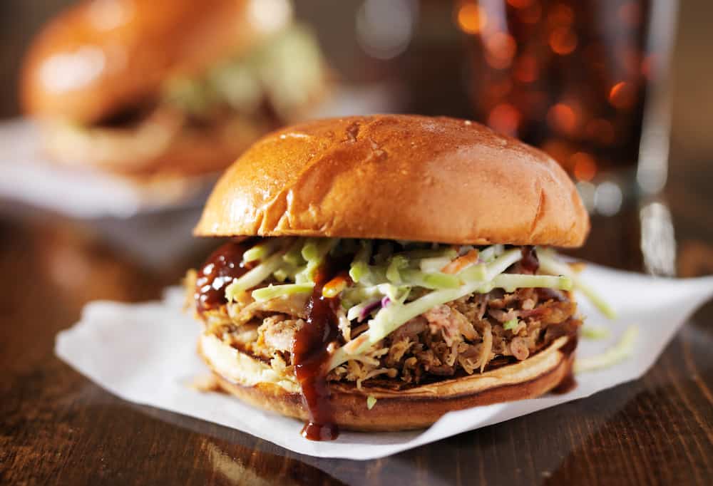 Pulled pork sandwich with coleslaw