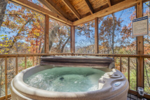 Hot tub on large screened deck