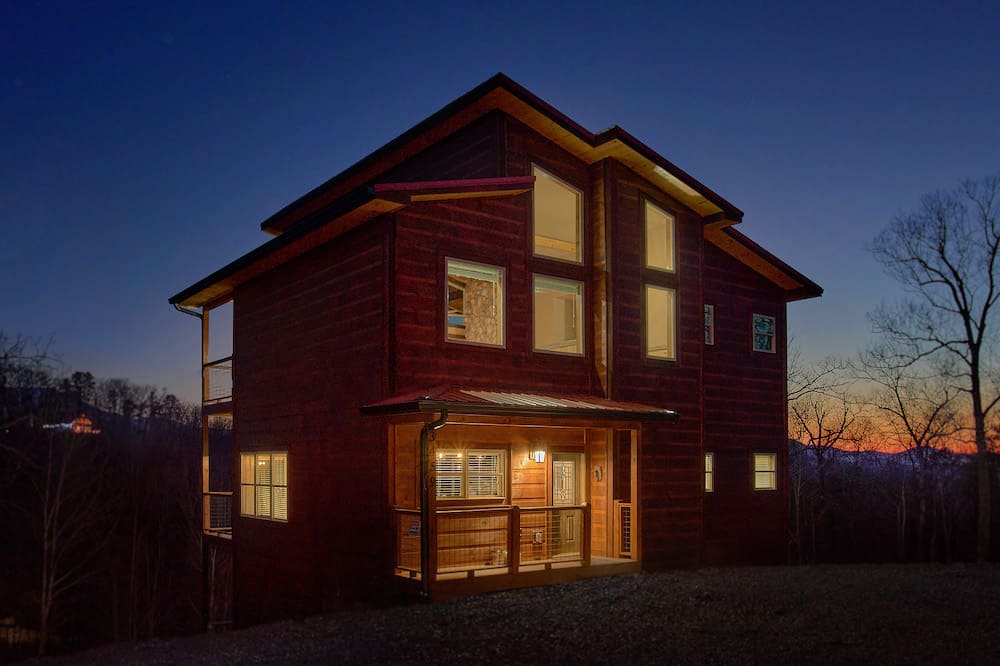 Smoky Mountain cabin at night