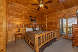 lower level bedroom with full bath and porch