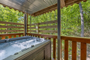 5 person Hot Tub w/multi color changing LED lights and wooded view.