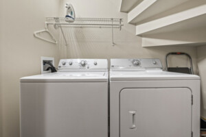 Full washer and dryer with starter laundry pod
