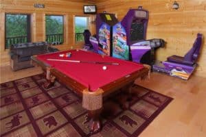game room in a Smoky Mountain cabin