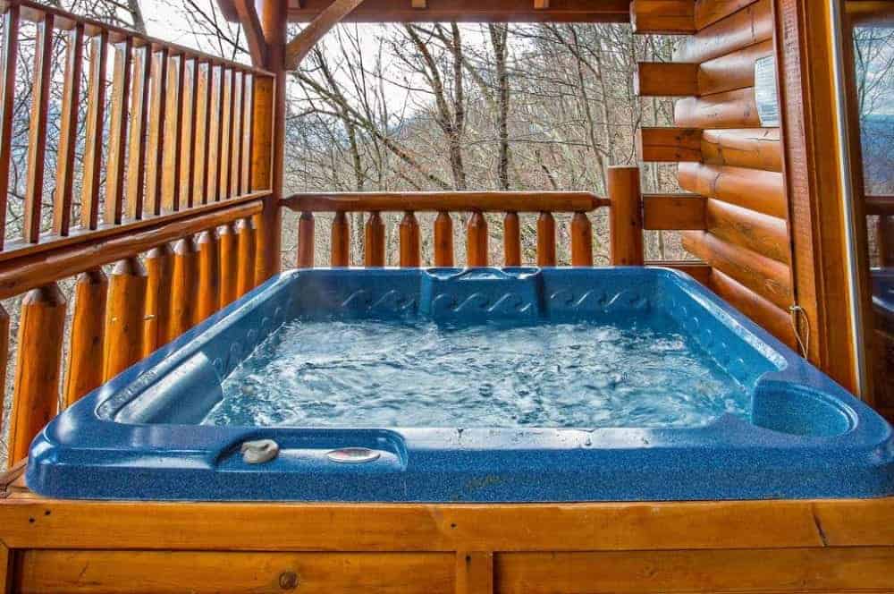 hot tub at a cabin in the Smoky Mountains