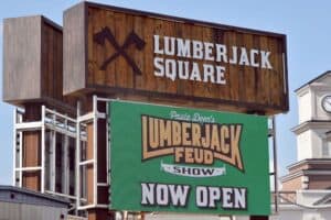 Lumberjack Feud sign in Pigeon Forge 