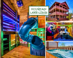 Mountain Lake Lodge sleeps up to 18 and is great for families with children who will enjoy a fun indoor slide and bunk room
