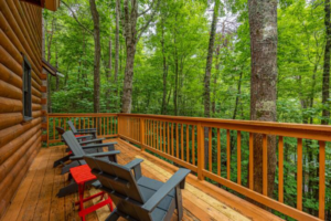 Enjoy mother nature from the back deck on the Adirondack chairs!